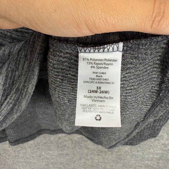 Terra & Sky Sweater Pullover Women 3X Plus Gray Knit V-Neck Long Sleeve Rayon - Picture 4 of 7